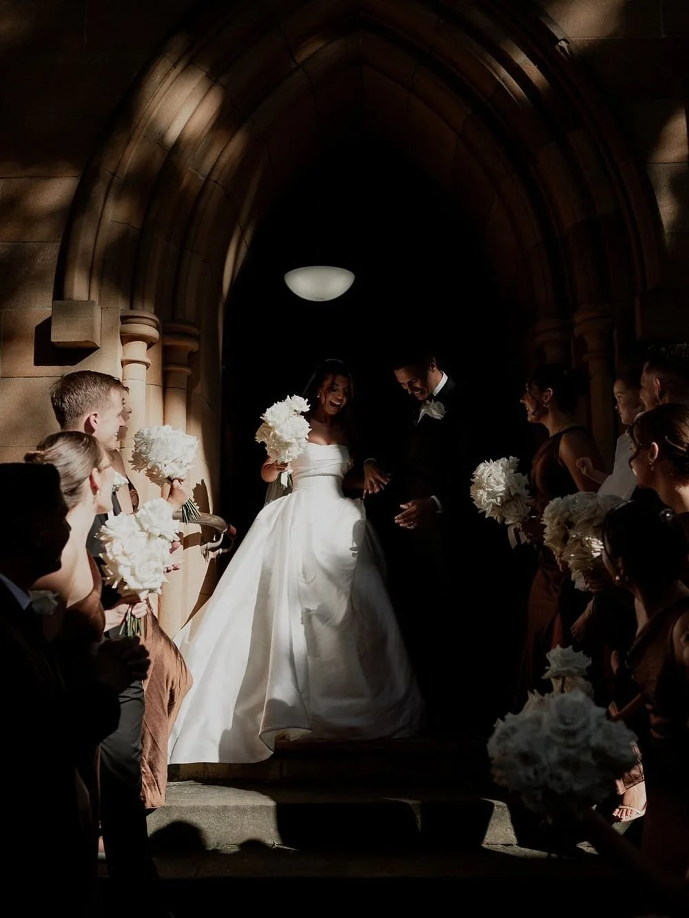 Bride and groom leaving the church