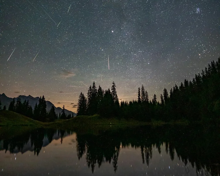 Perseid meteor shower in the Adirondacks peaking in August.