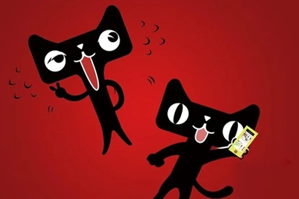 Tmall cat mascot cartoon illustration — the iconic Tmall branding that represents the platform ecosystem brands operate within
