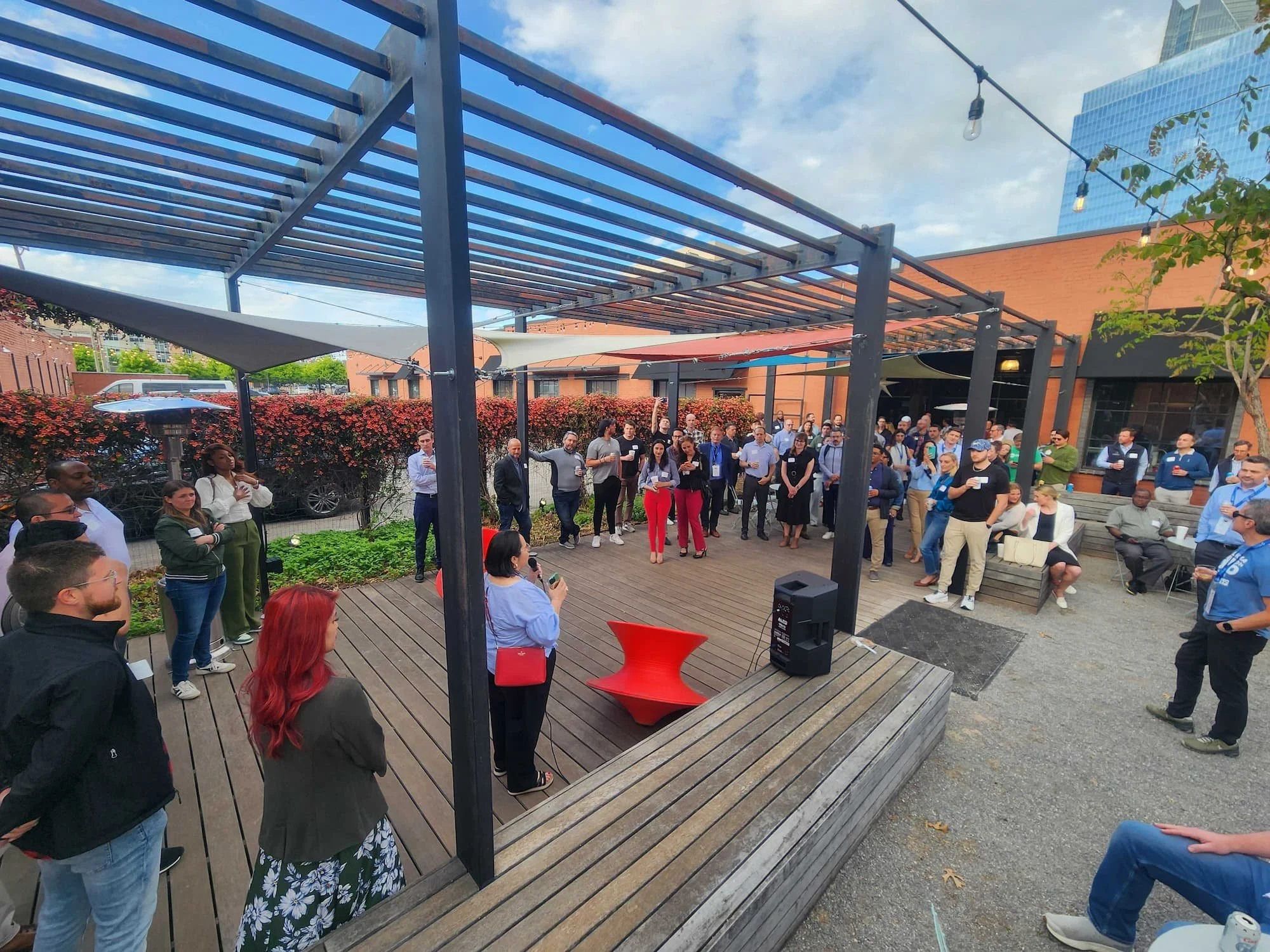 gener8tor Oklahoma City cohort event on an outdoor patio