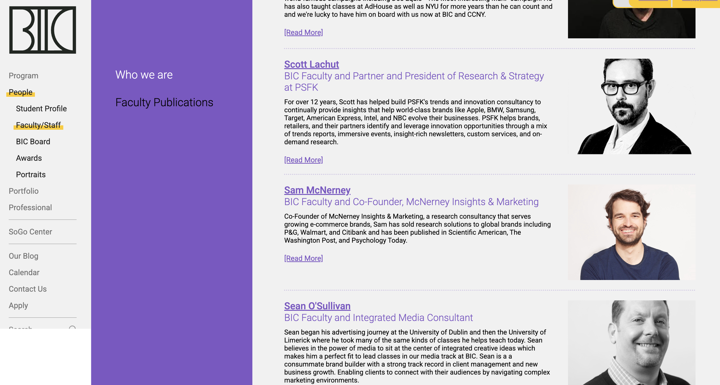 Sam McNerney on the Branding & Integrated Communications faculty page