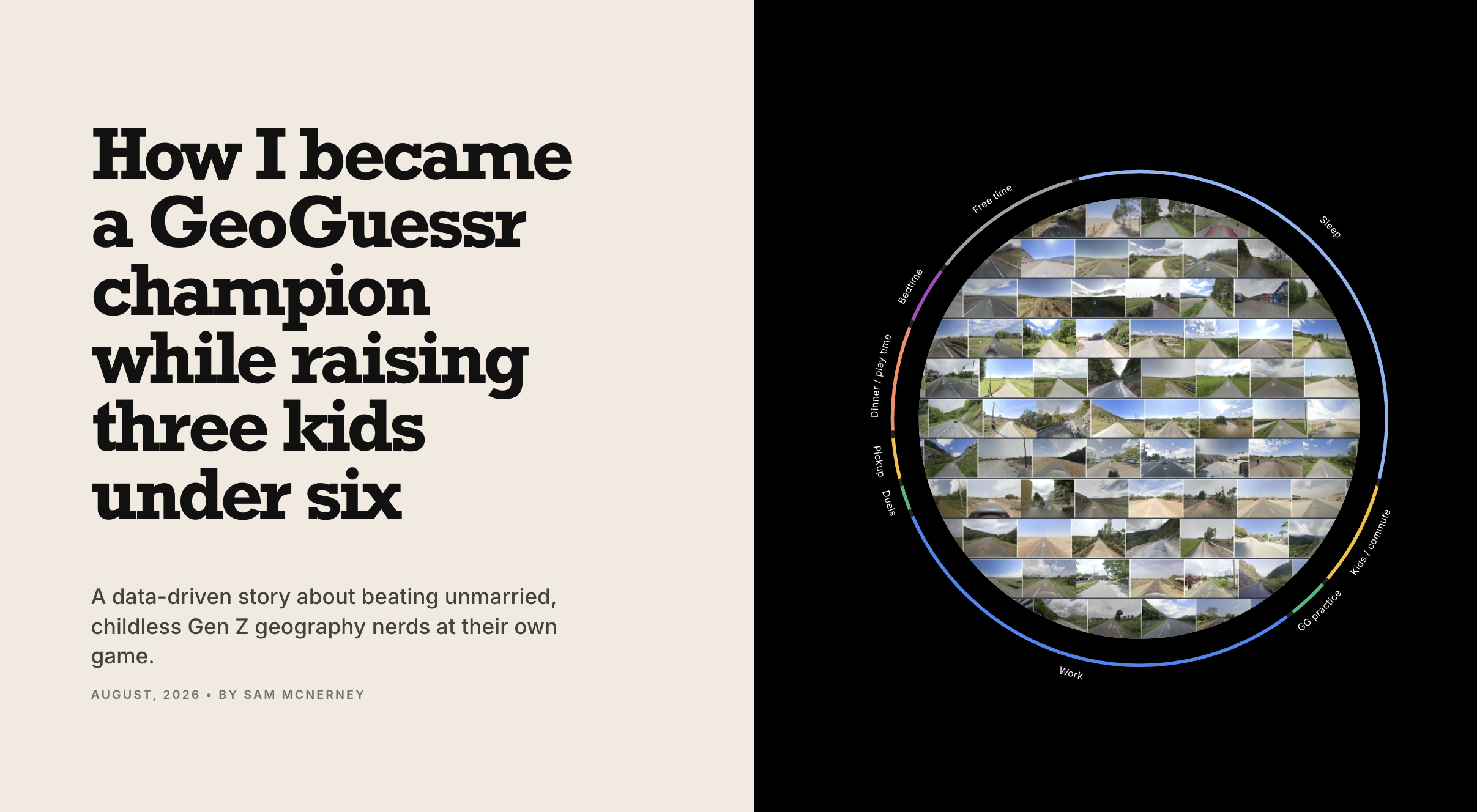 How I became a GeoGuessr champion while raising three kids under six — interactive story cover