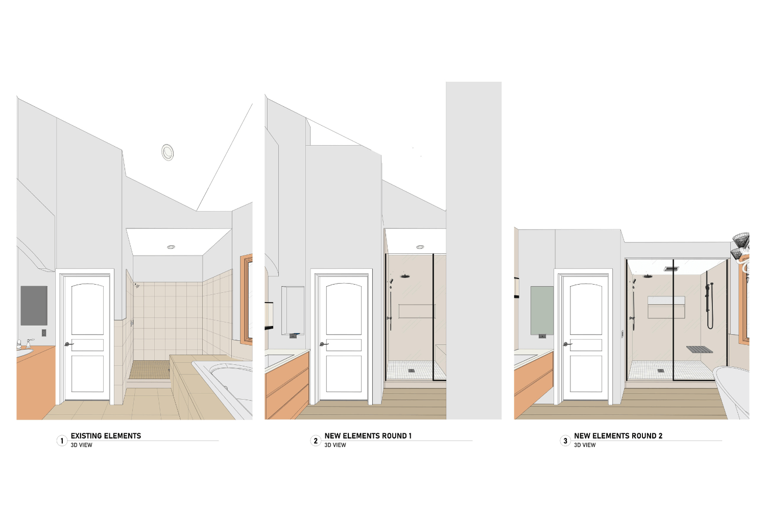 Architectural Modeling Single Family Bathroom Upgrades Interior Elevation 1