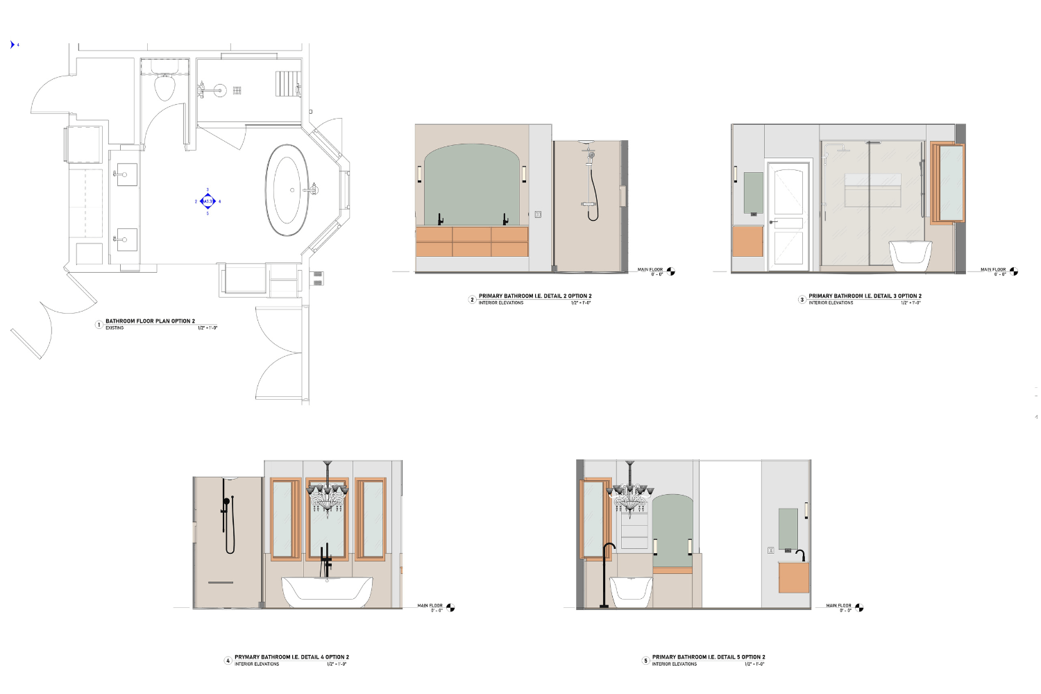 Architectural Modeling Single Family Bathroom Upgrades Interior Elevation
