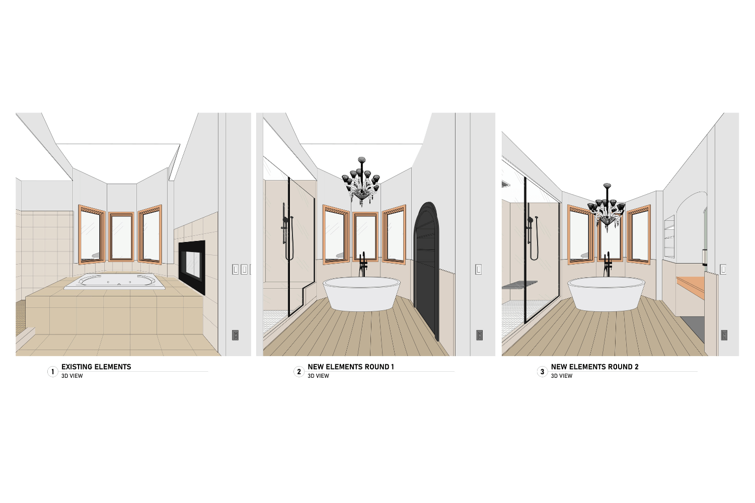 Architectural Modeling Single Family Bathroom Upgrades Interior Elevation 2