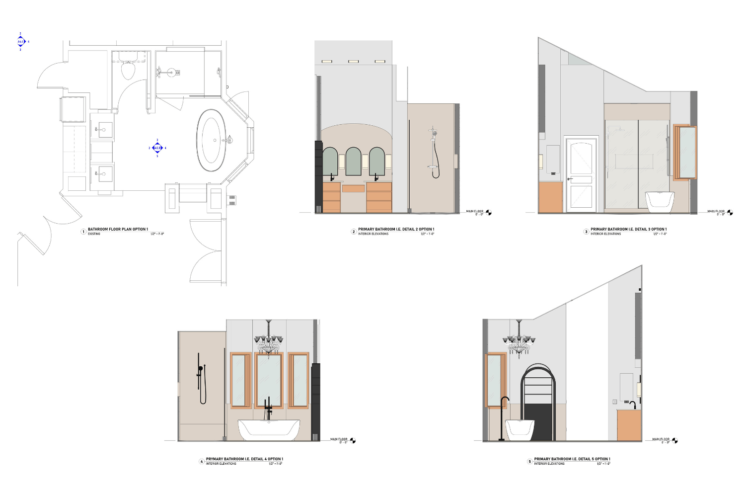 Architectural Modeling Single Family Bathroom Upgrades Interior Elevation 3