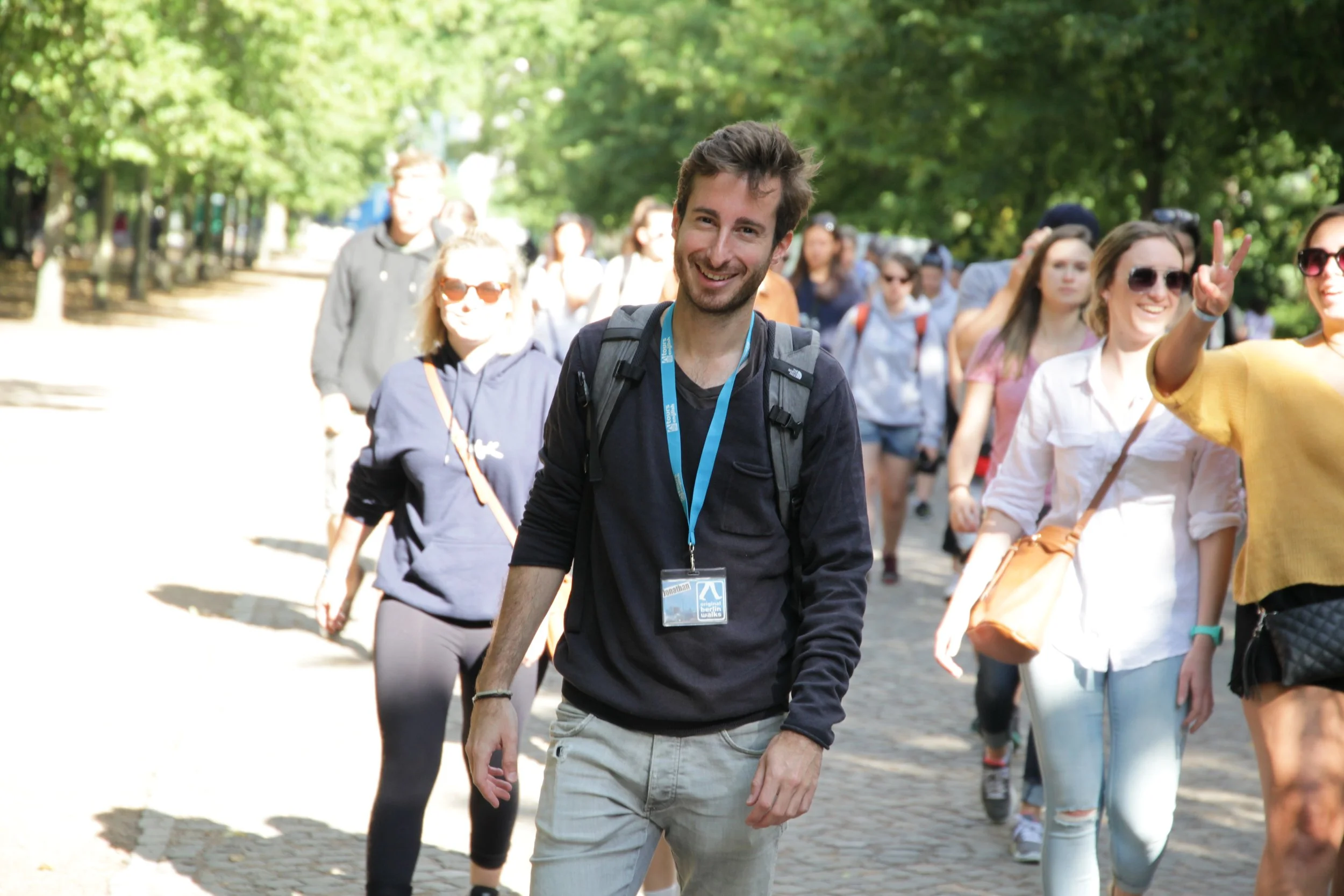 Expert Original Berlin Walks guide leading a historical walking tour in Berlin