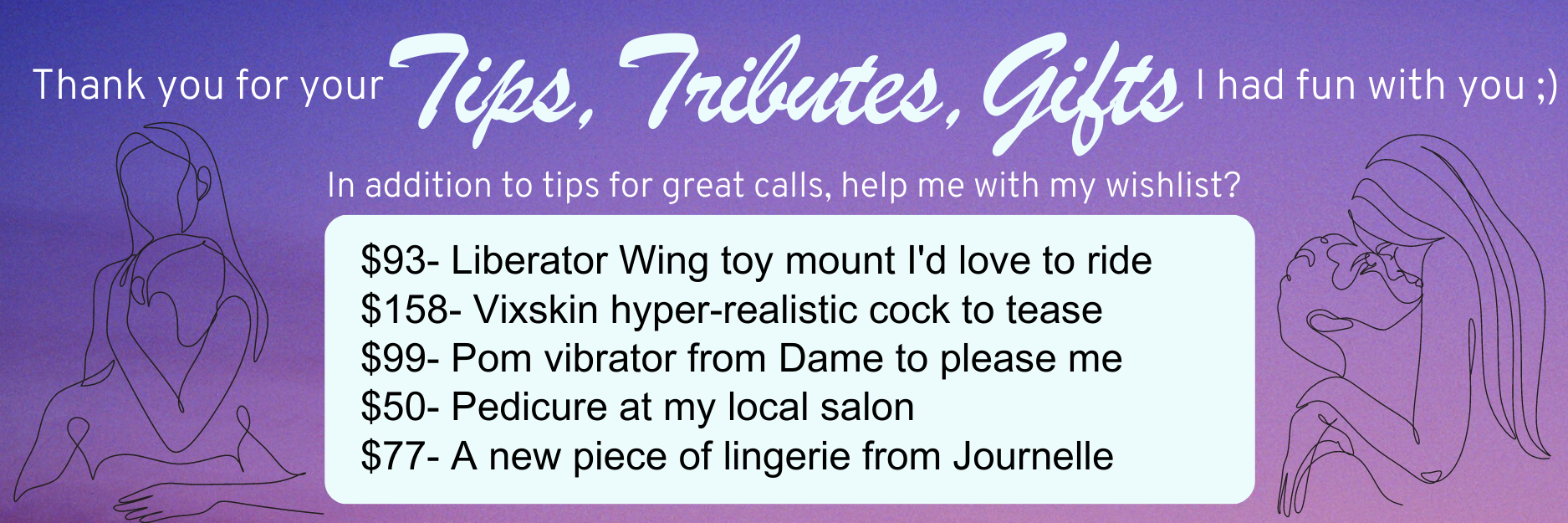 Tips/Tributes Menu