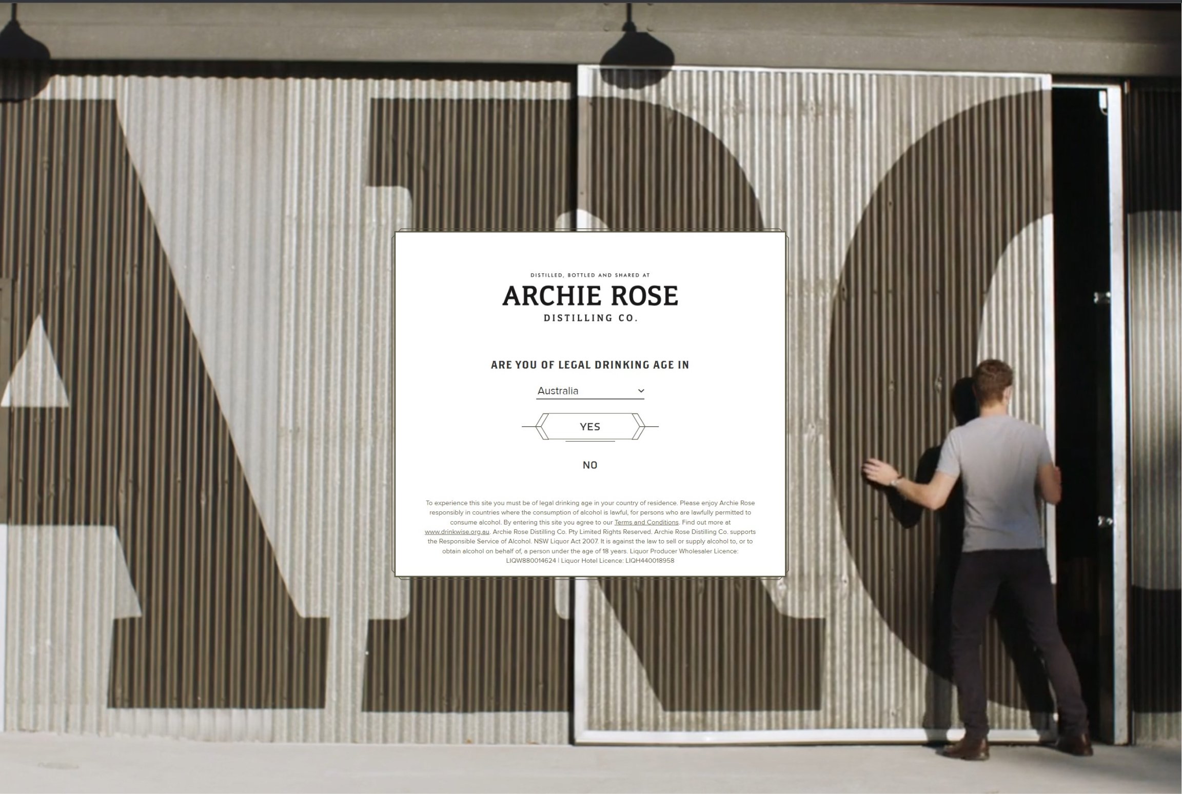 Screenshot of the Archie Rose landing page