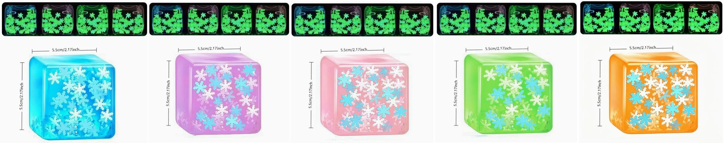 Glow-in-the-Dark Snowflake Maltose Cube - 5 Colors