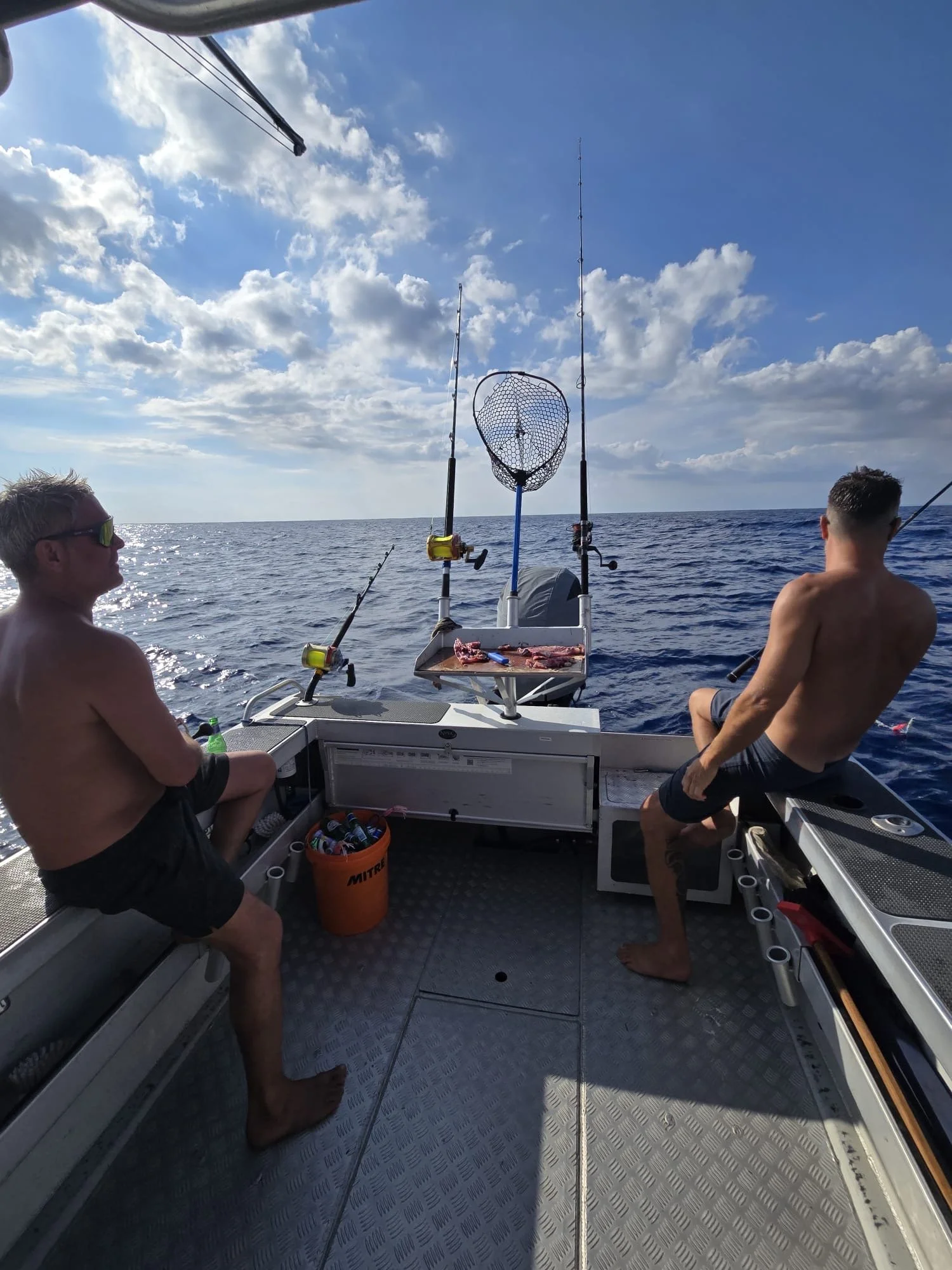A day fishing from a boat with open water beyond