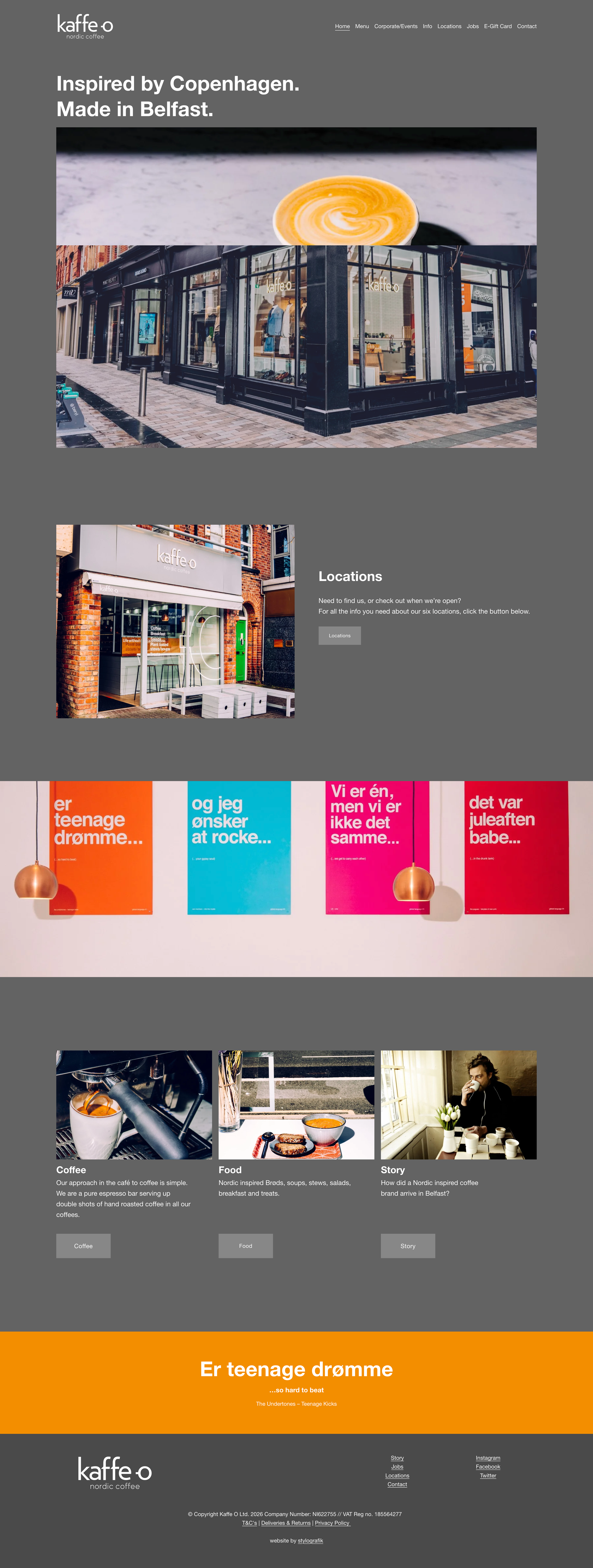 Kaffe O website designed by Stylografik