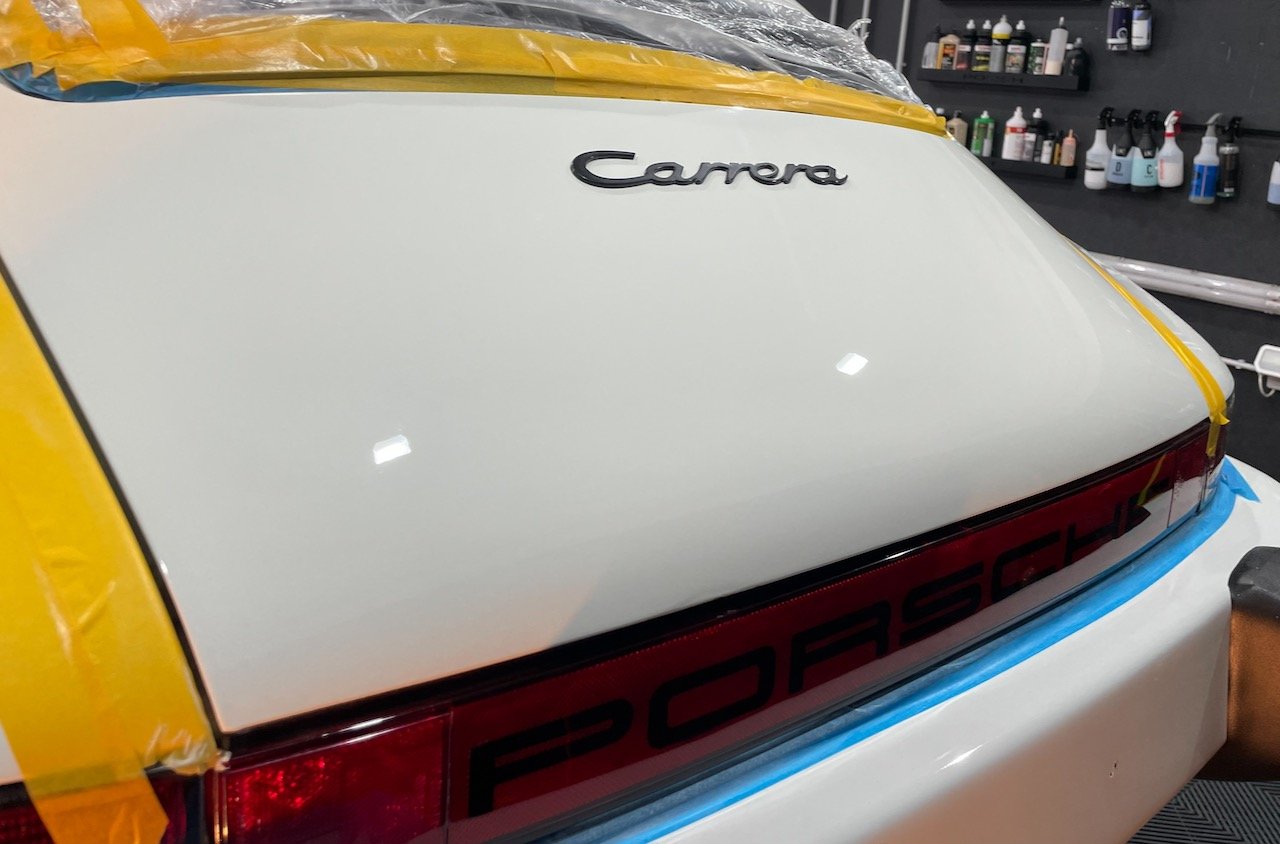 Porsche 911 Carrera Targa Heckhaube nach zweistufiger Lackkorrektur