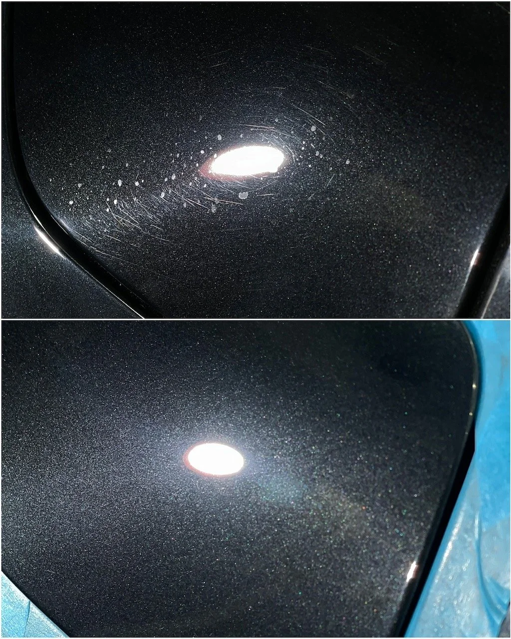 BMW M6 Competition Cabrio Tankdeckel im Vorher-Nachher-Vergleich nach mehreren Cutting-Durchgängen