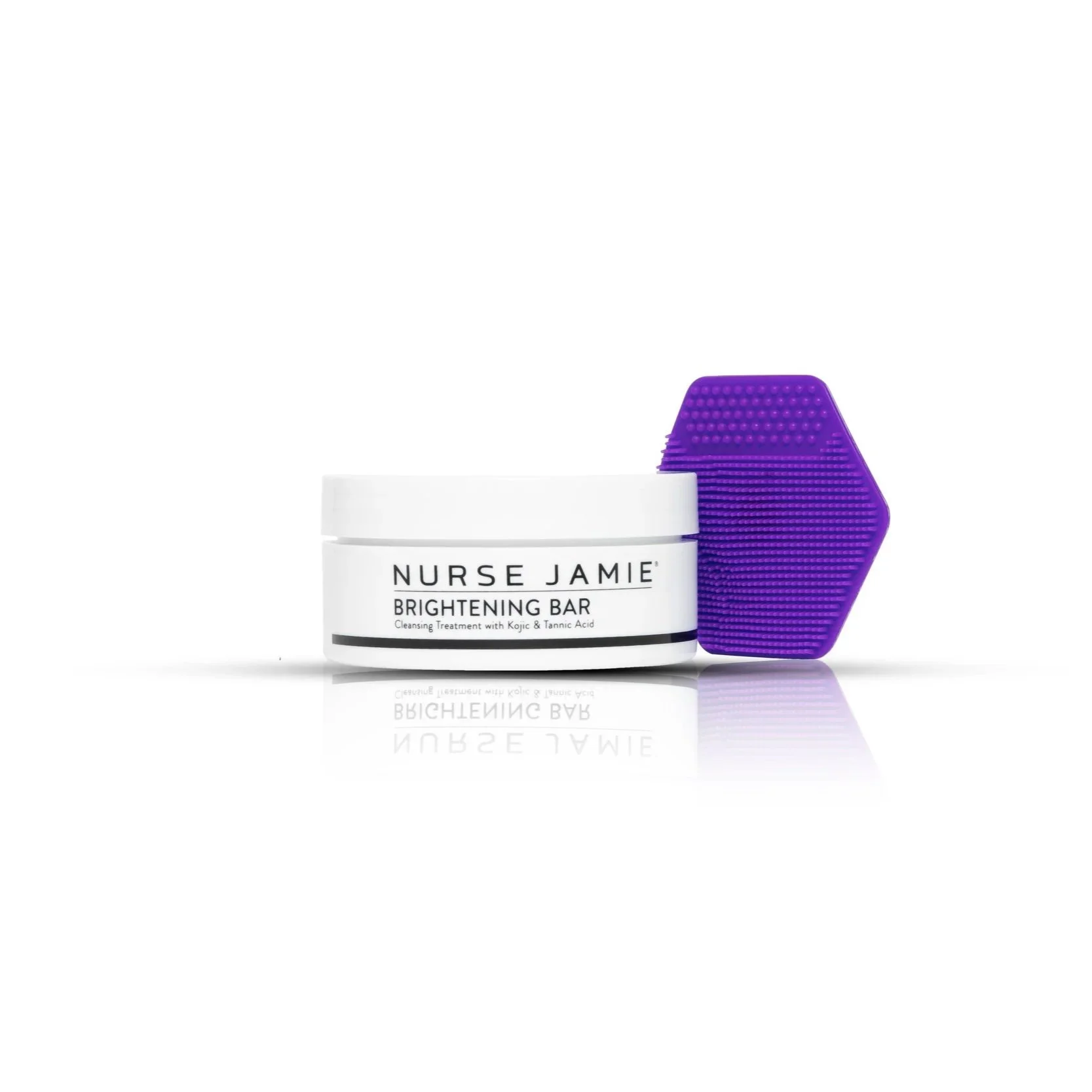 White background skincare product photography Los Angeles — Nurse Jamie brightening bar studio shot for online store