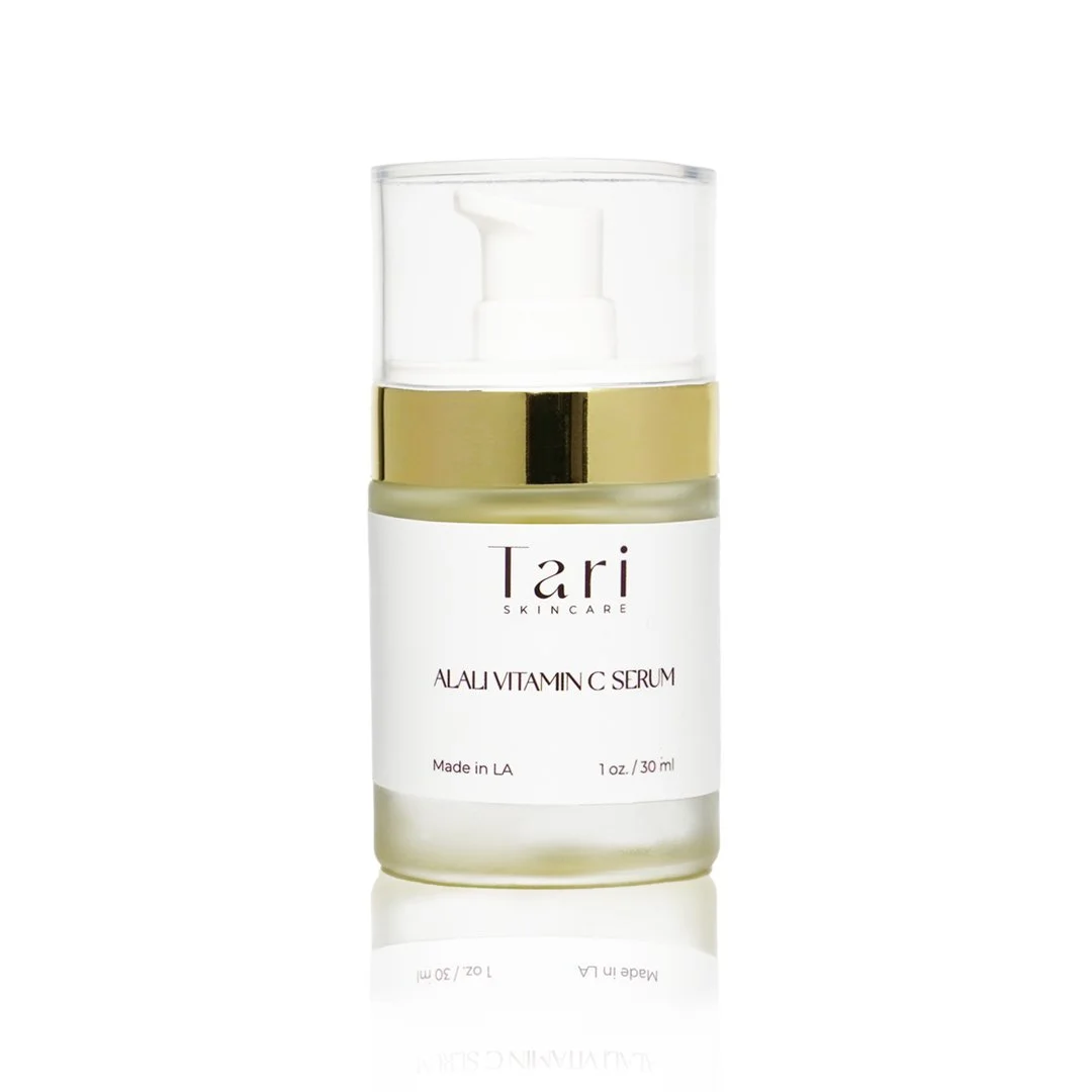 White background product photography Los Angeles — Tari skincare vitamin C serum studio shot for online store