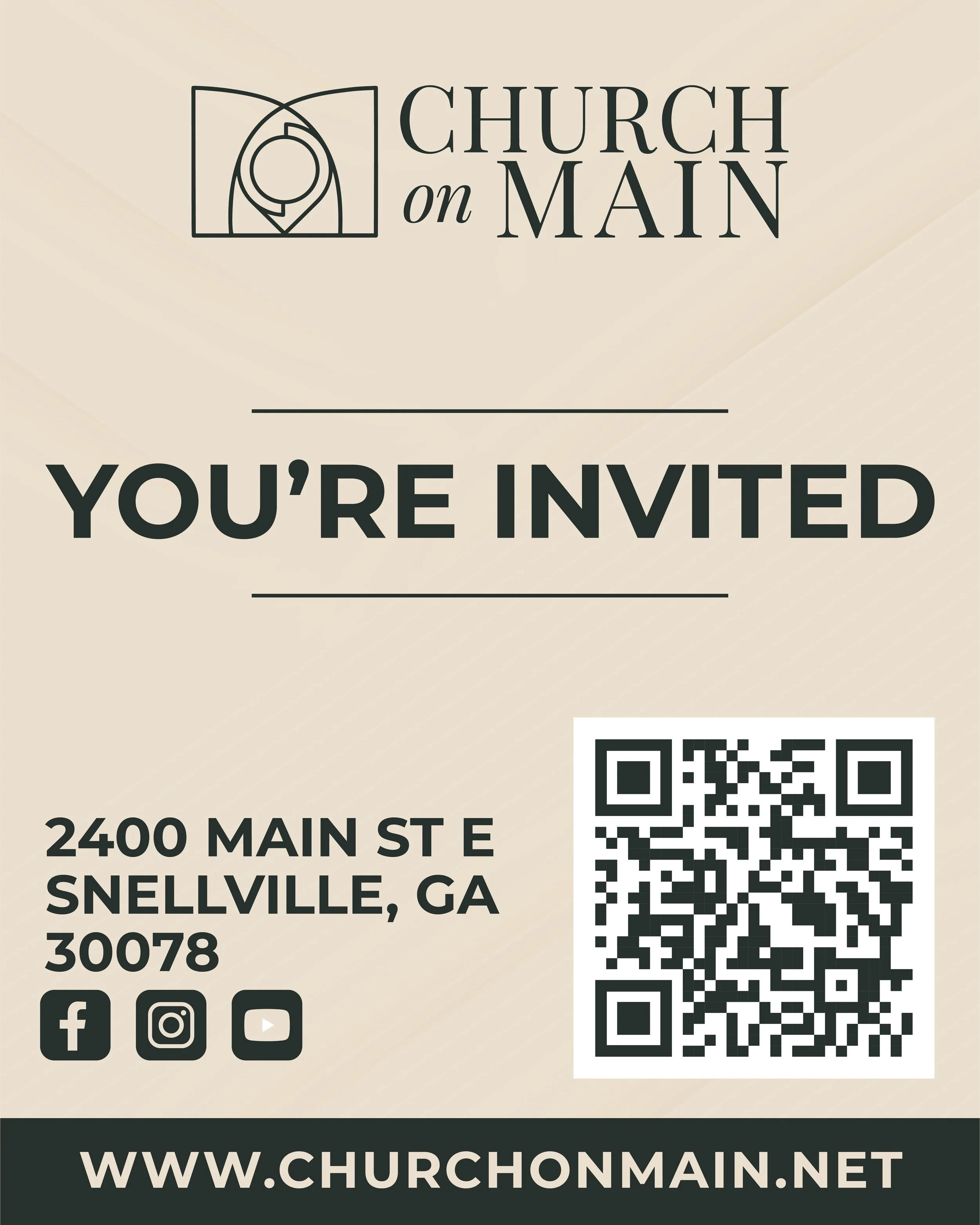 Church on Main digital invite card for families with children