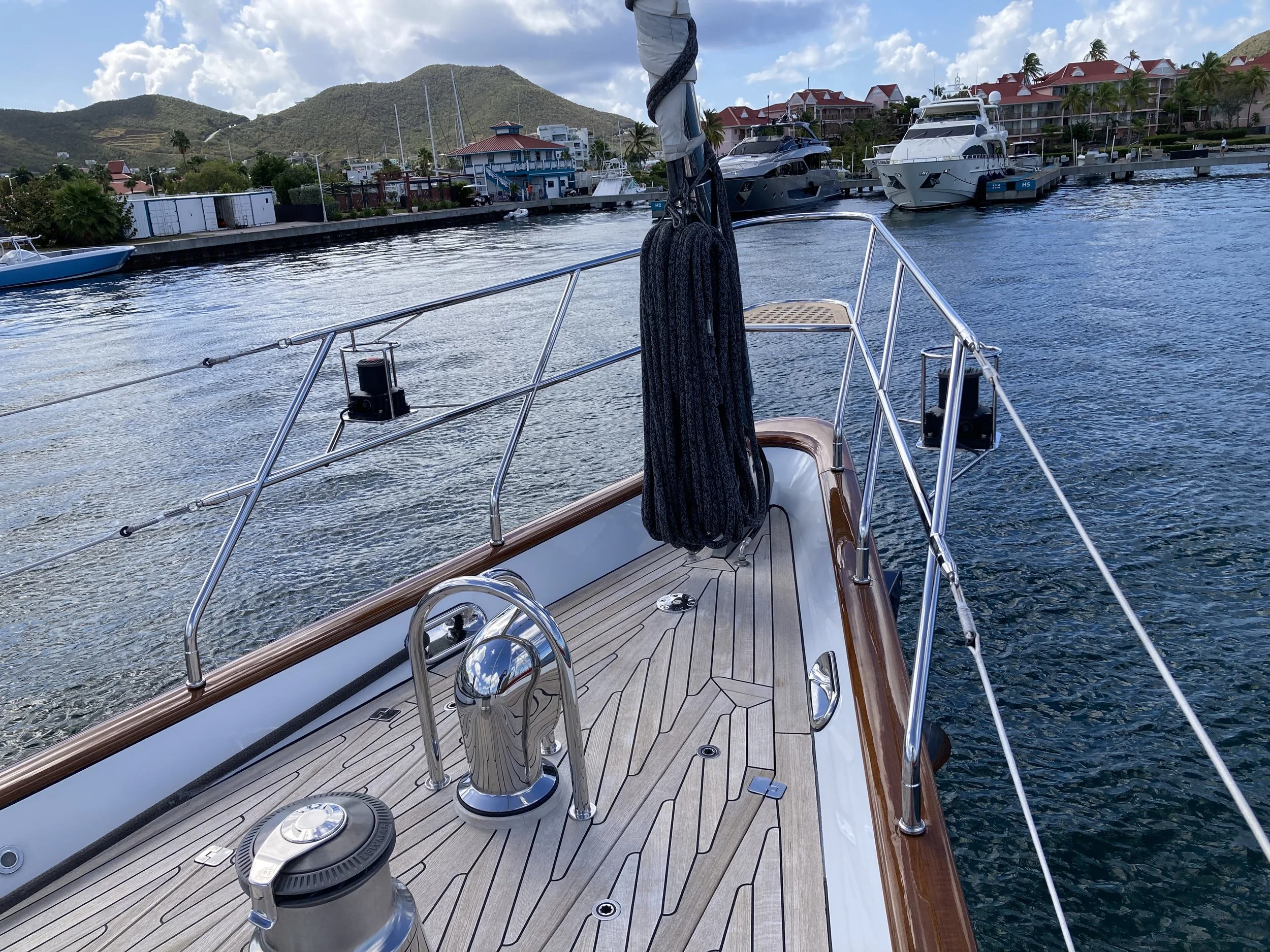 Finished stainless rail installation onboard