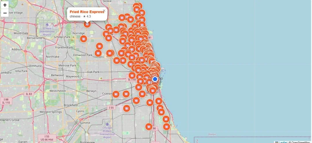 Map of restaurants near you in Chicago