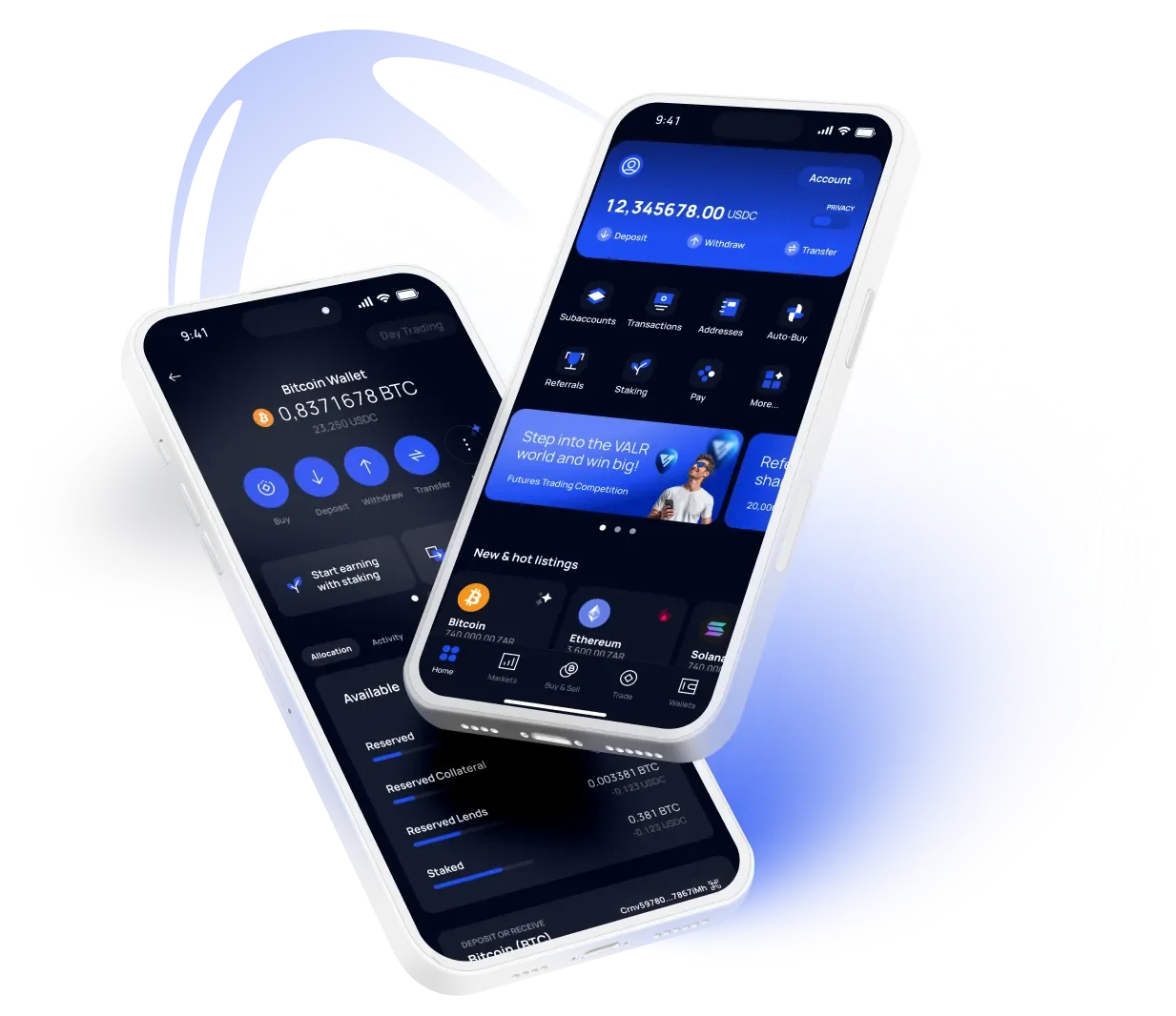 VALR mobile app screens