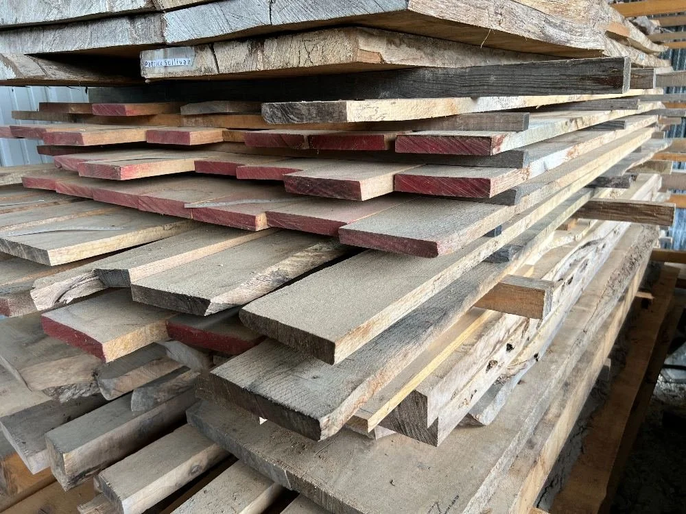 Stickered hardwood slab stack