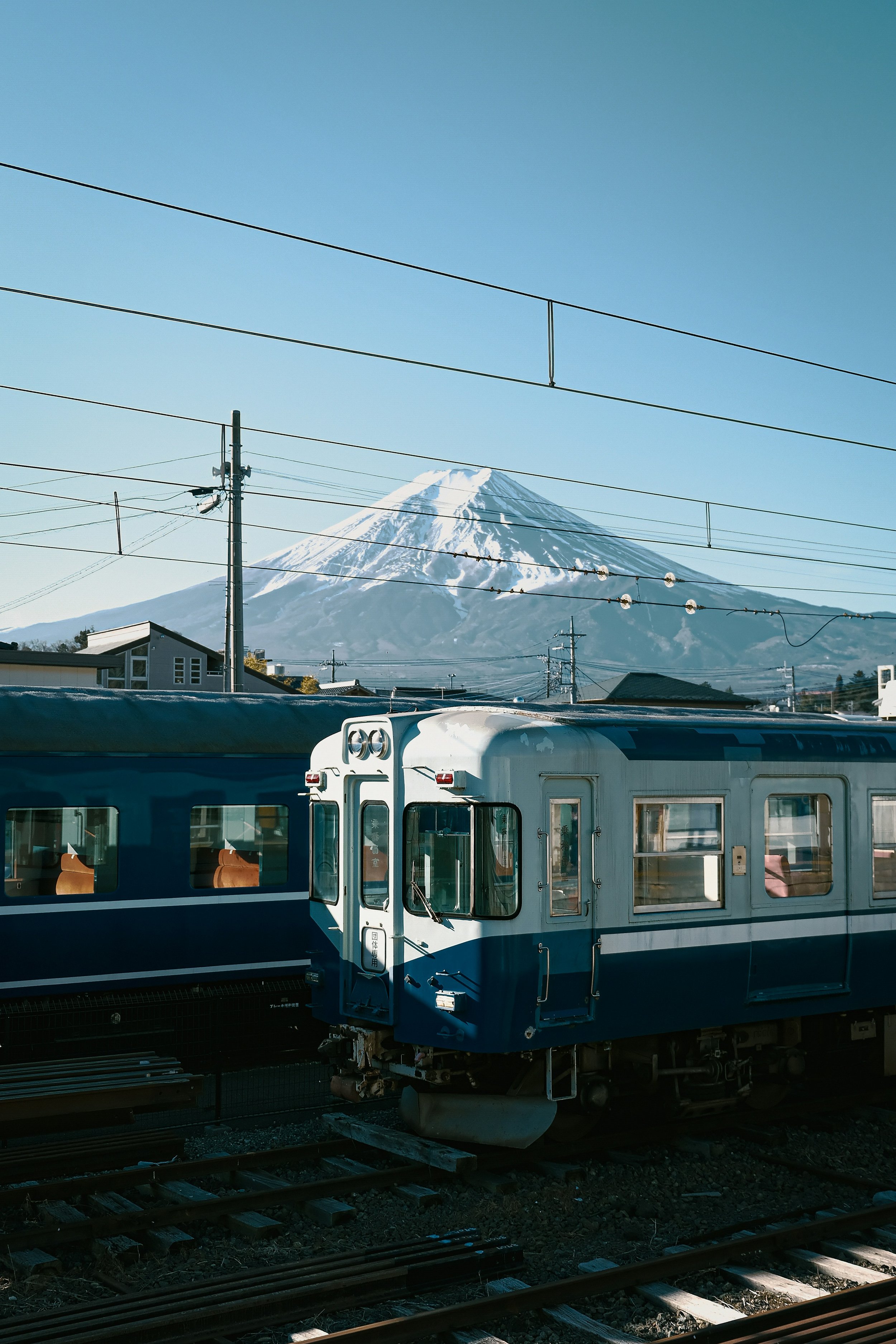 Traditional Japanese pagoda with Mount Fuji in the background