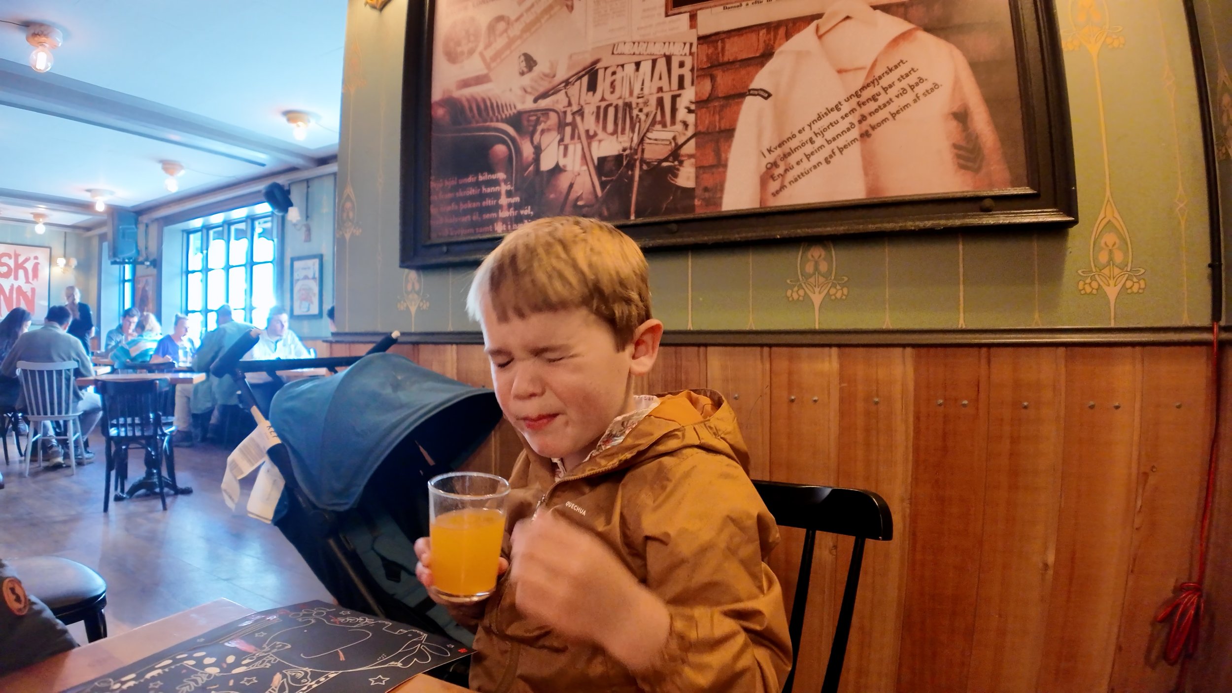 Us tasting fermented shark on the food tour