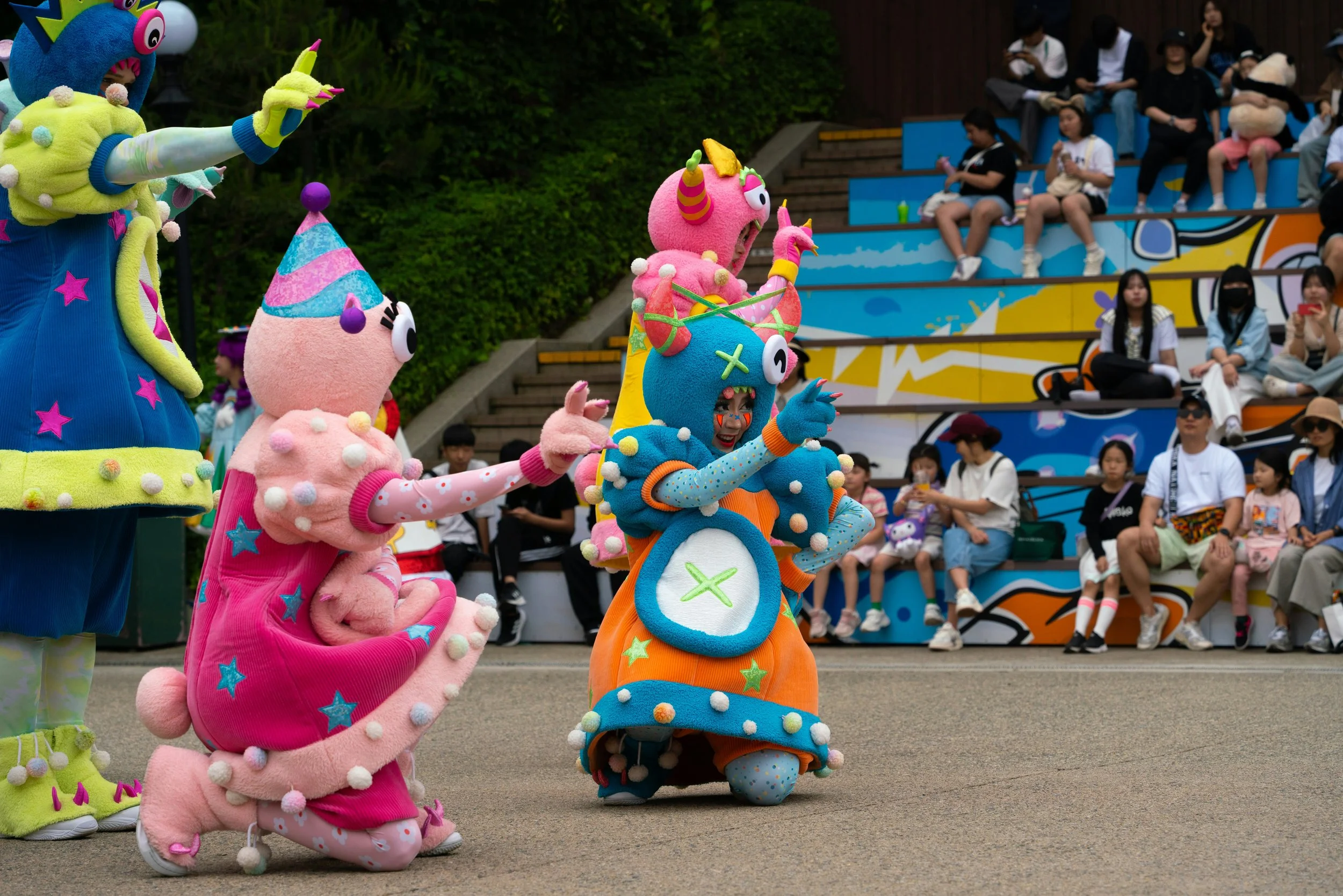 Theme park ride against the sky near Seoul