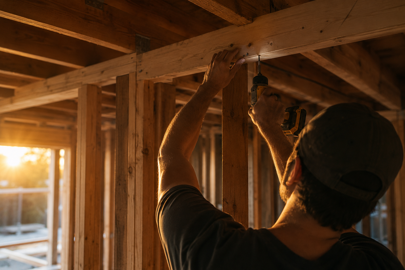Carpentry and wall changes in a renovation