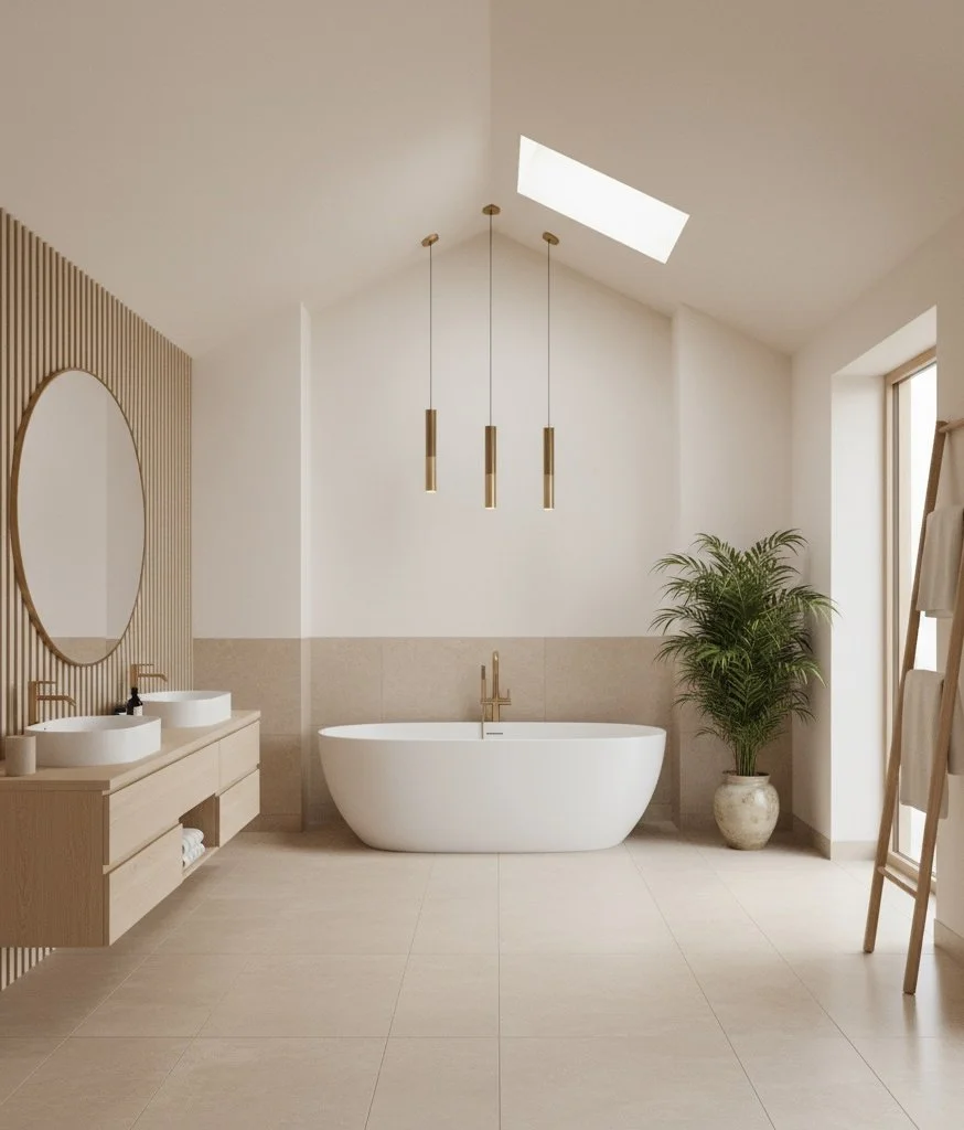 Bathroom renovation with freestanding bath