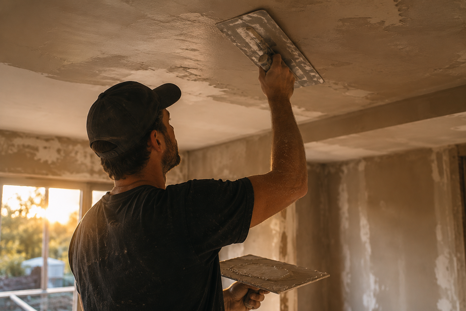 Plastering in a wet area renovation