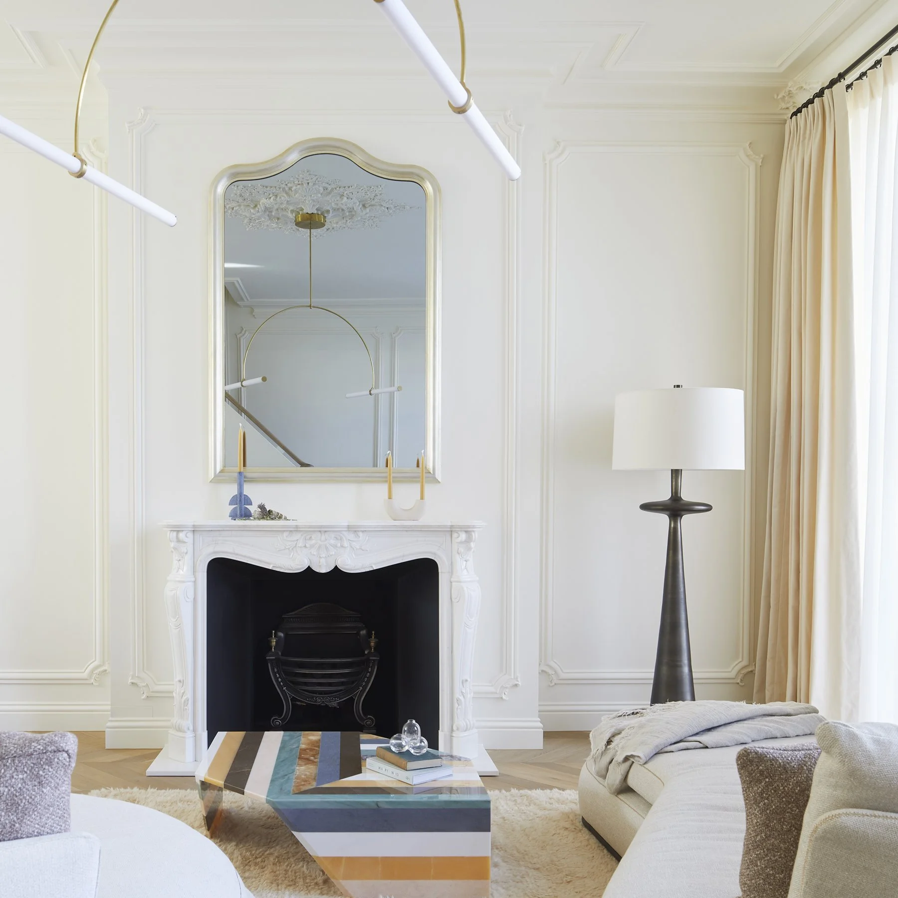 Lounge with tube pendants