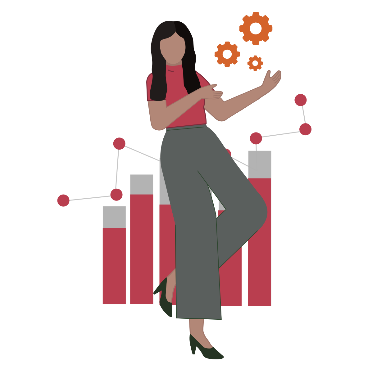 Woman standing in front of a graph