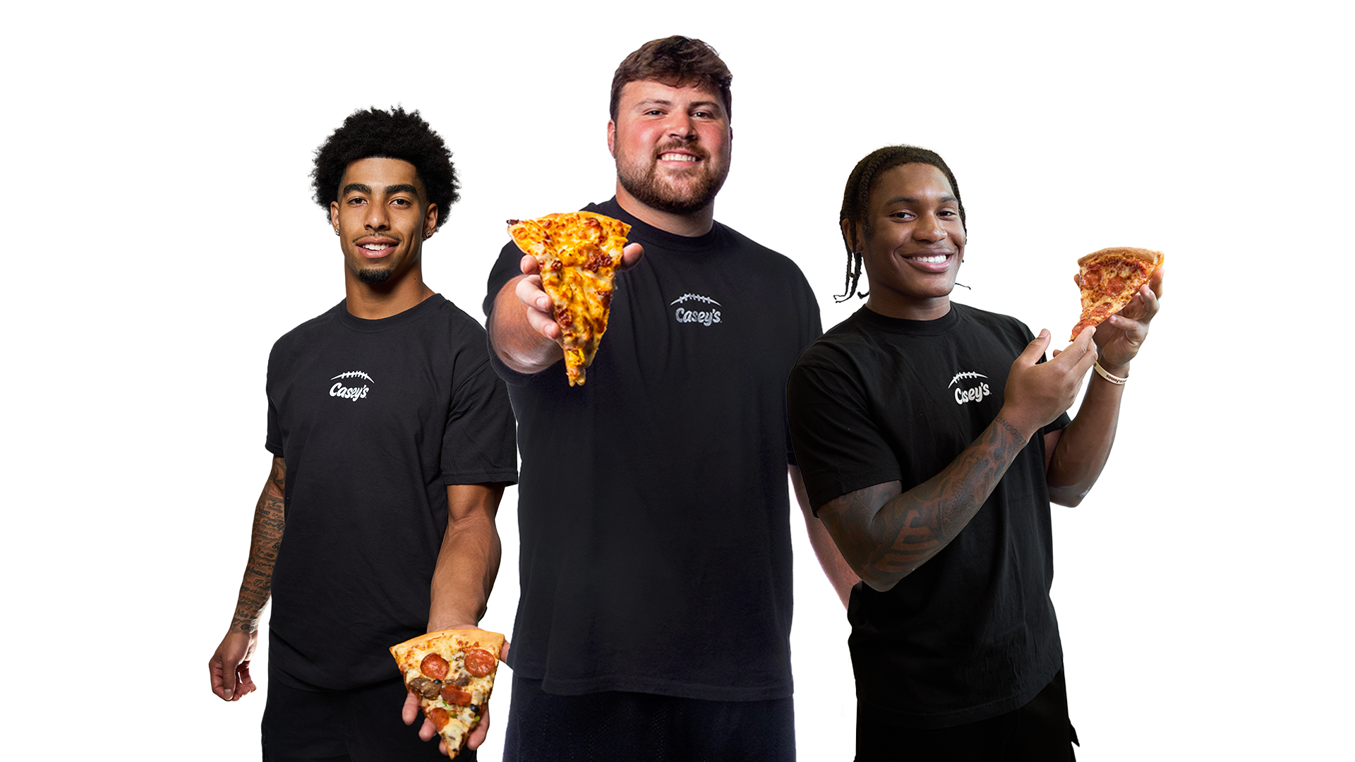 Casey's college football campaign featuring Trevor Lauck, Isaiah Sategna III and Dre'lon Miller