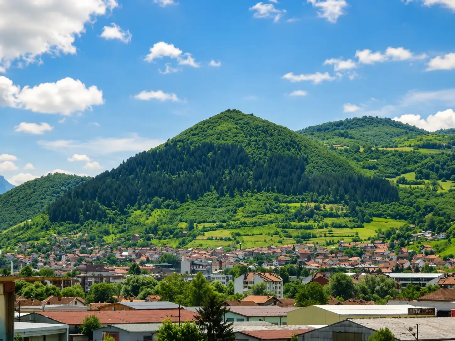 The green Pyramid of the Sun landscape in Visoko