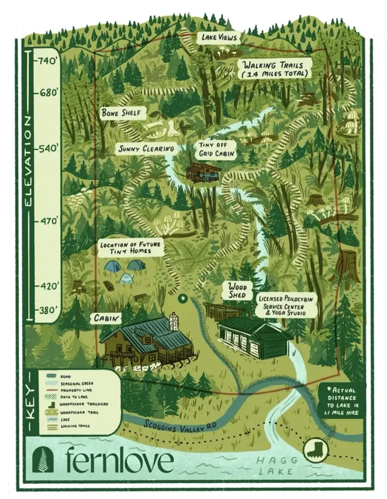 An illustrated map of the FernLove property