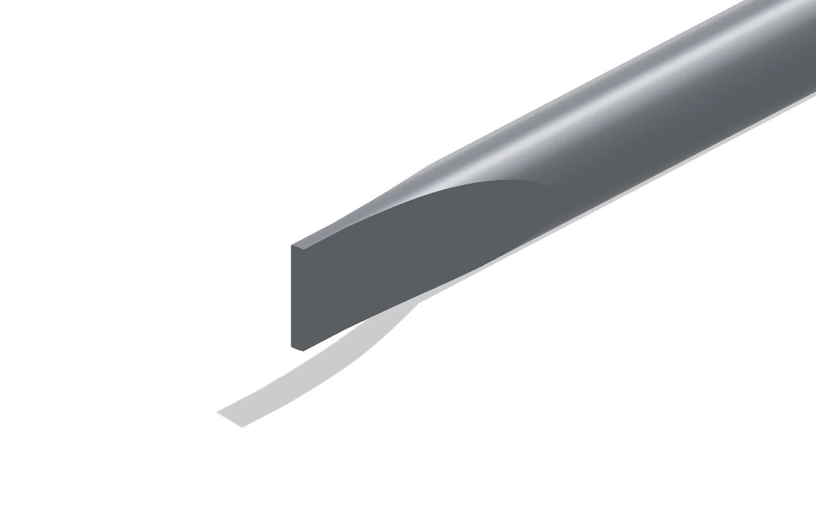 The blade's tip, hollow ground to a parallel tip 1 mm thick