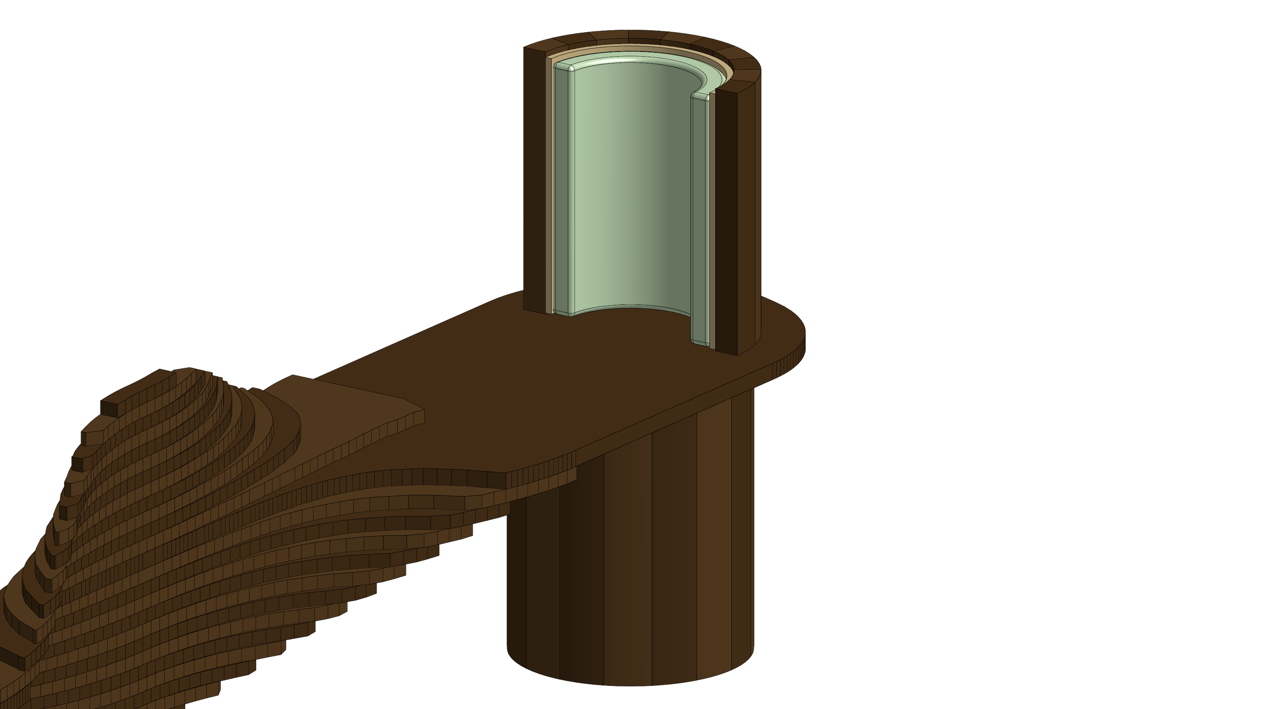 The mint end, the mirror of the pink one: both backs face the middle of the bench