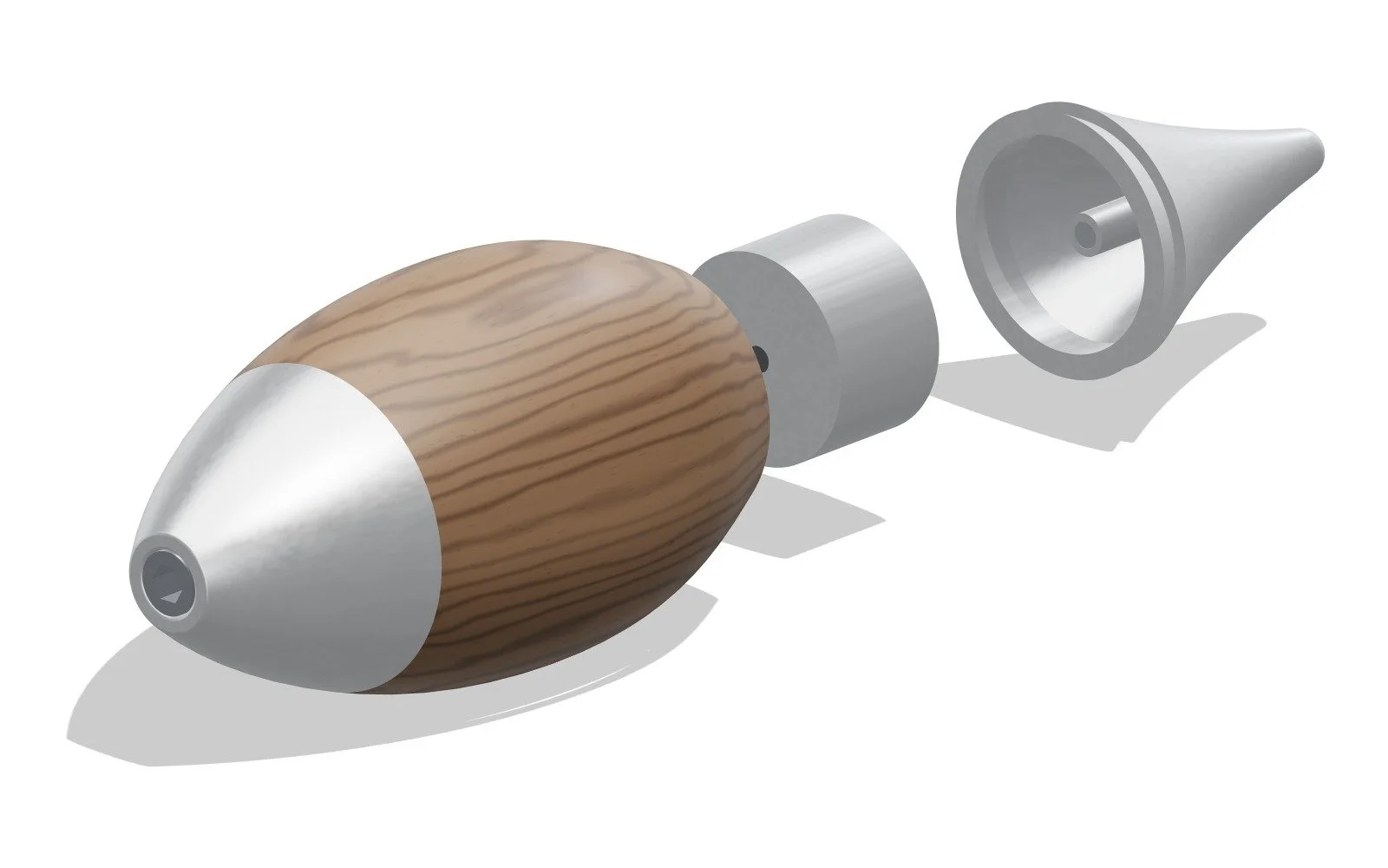 Looking into the open ends: the stem down the middle of the tail with its magnet, and the magnet in the front of the cartridge