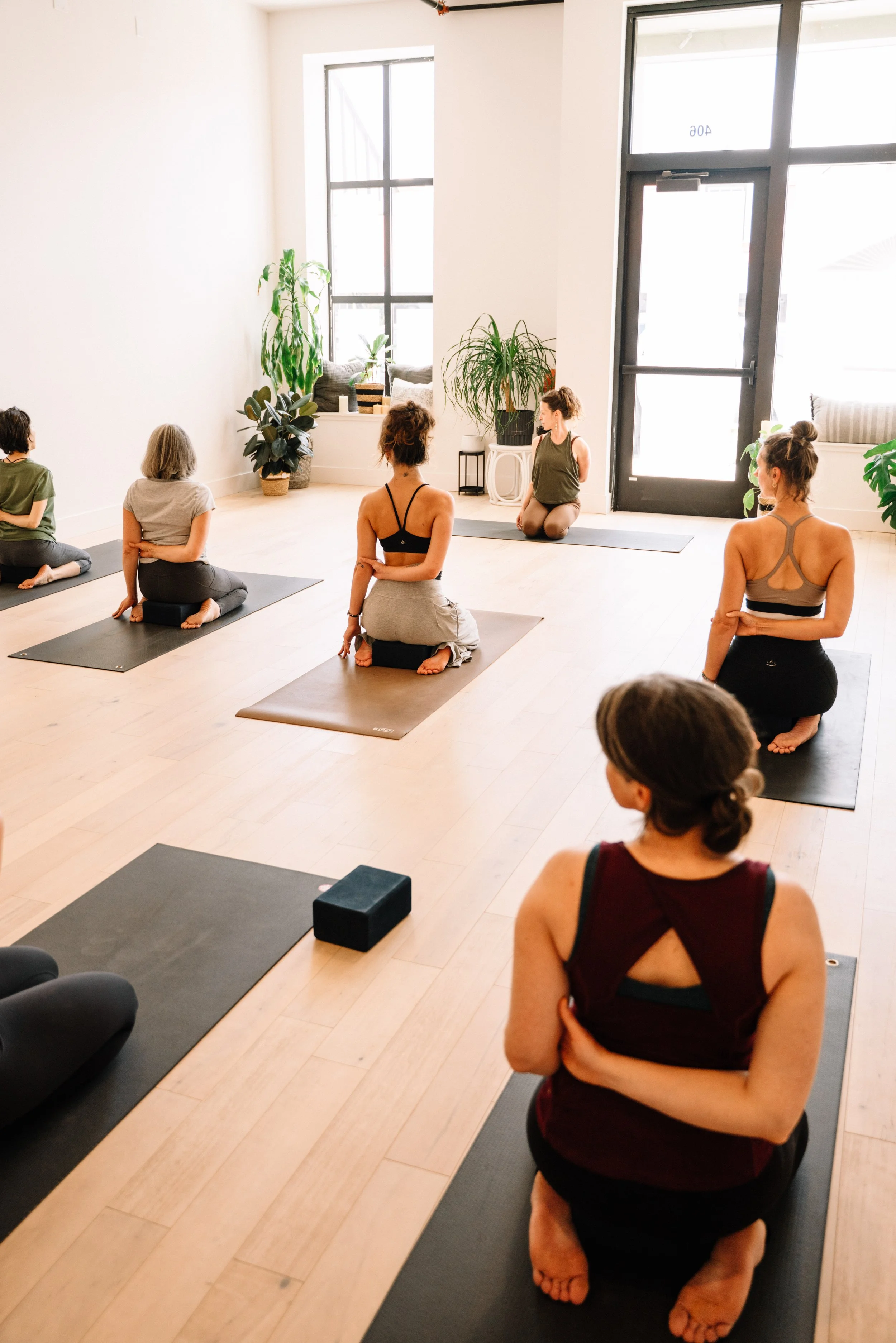 A daylight group class at Lynden Yoga Collective