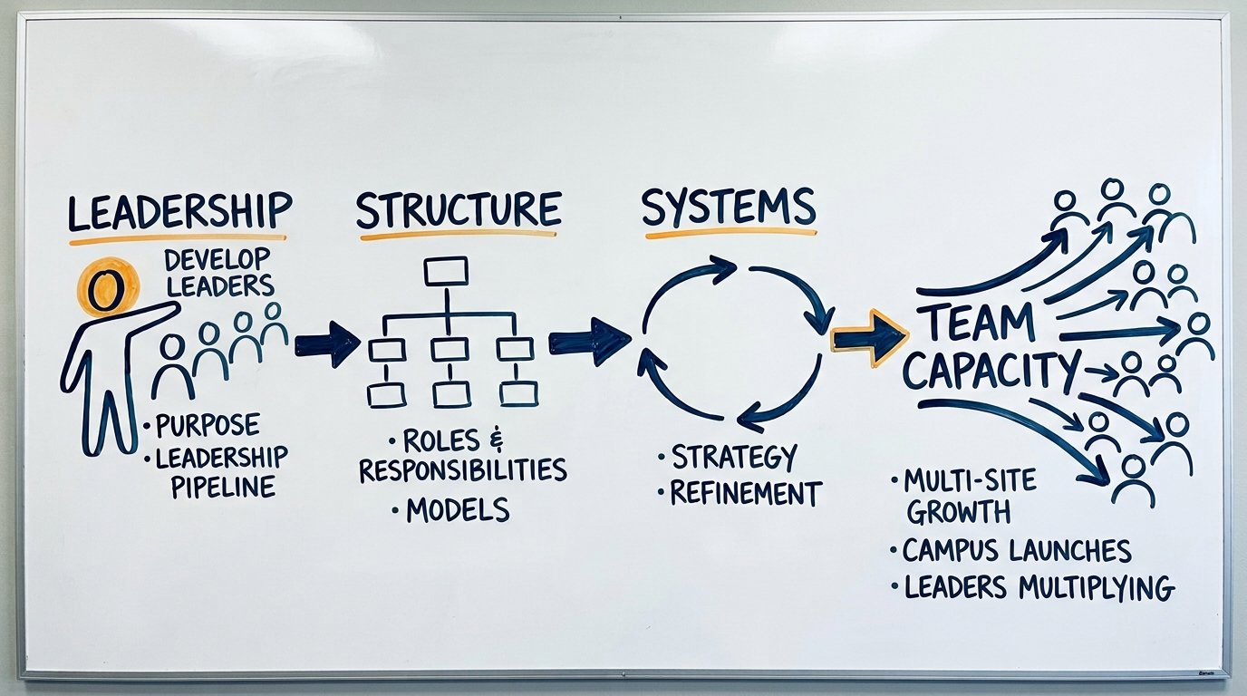 Leadership to Structure to Systems to Team Capacity framework