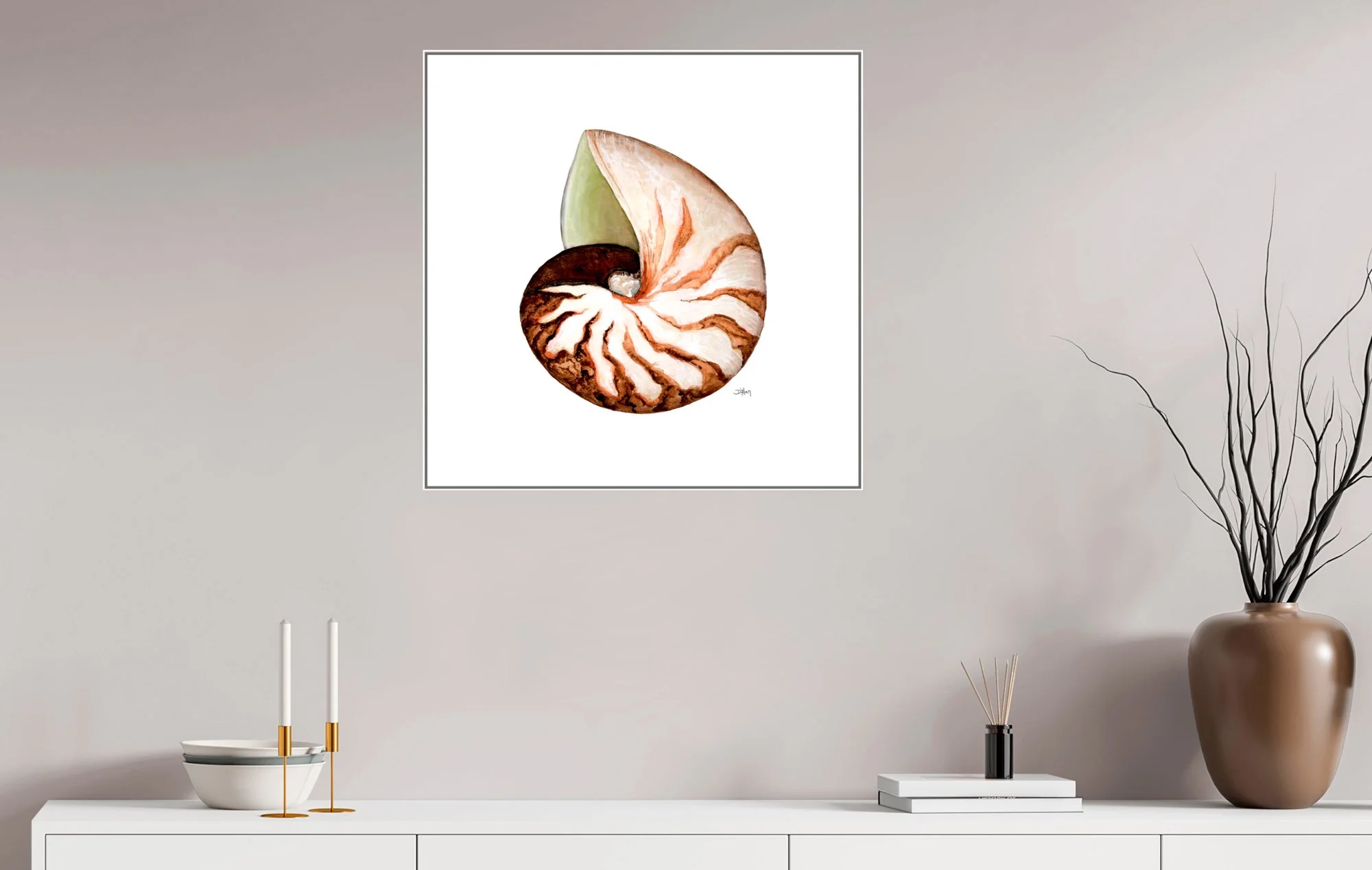 Breakers Nautilus, 25 × 25 inch, hanging
