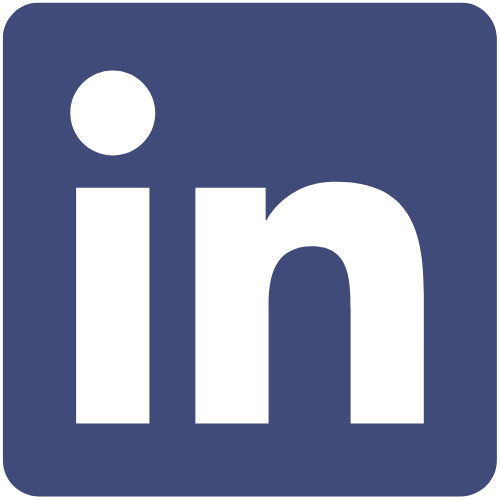 The LinkedIn Logo, a square with rounded corners with a white 'in' in the middle