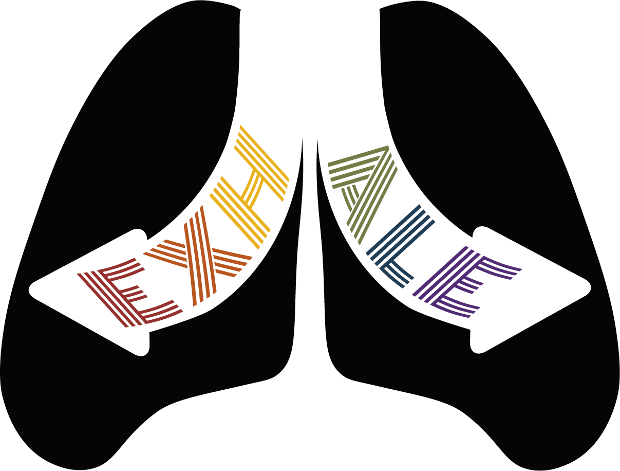 Exhale.Group Logo showing the silhouette of some lungs and the word 'Exhale'.