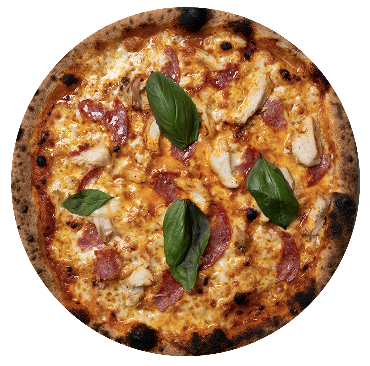 Wood-fired pizza flat lay
