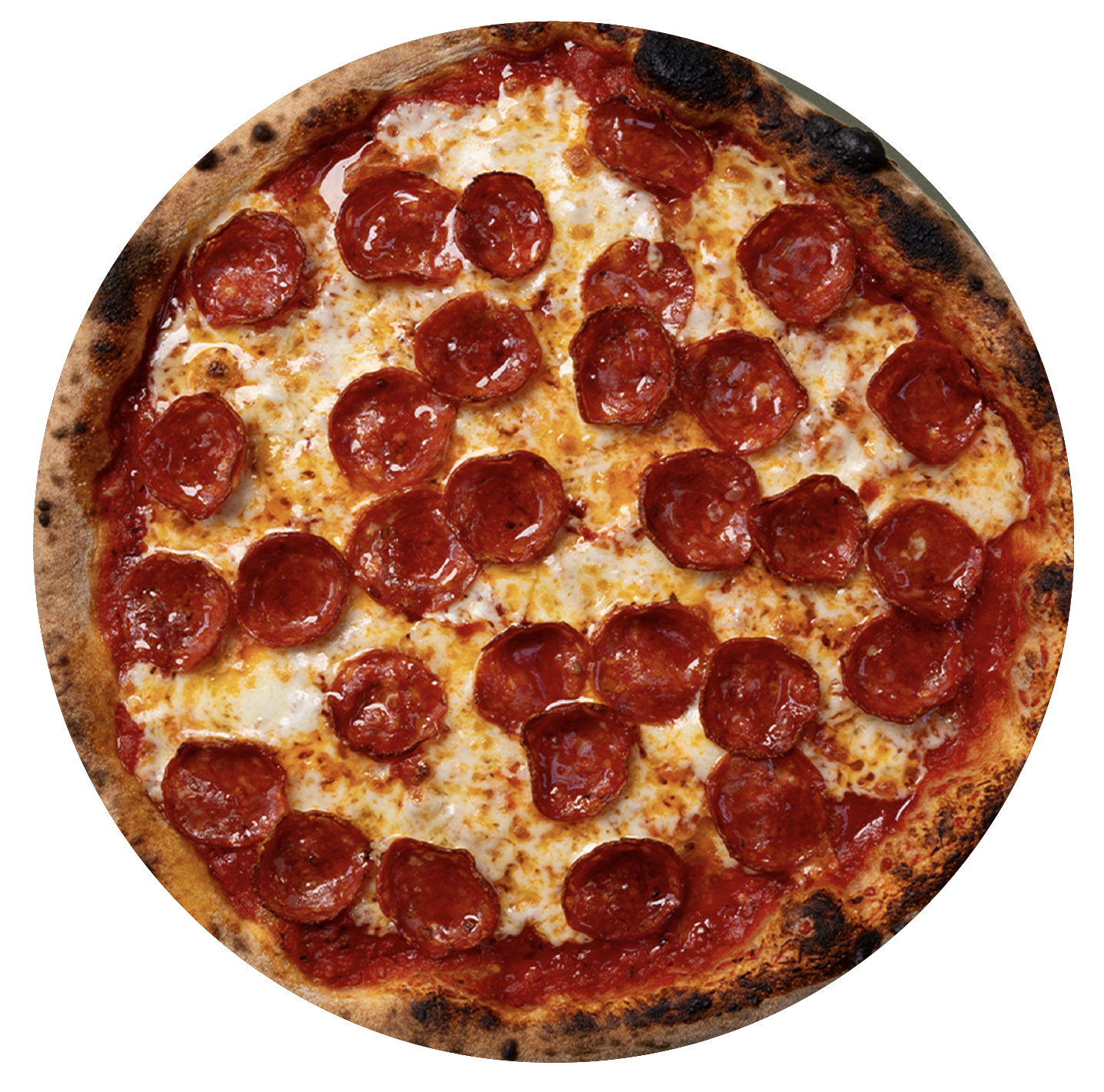 Wood-fired pizza flat lay