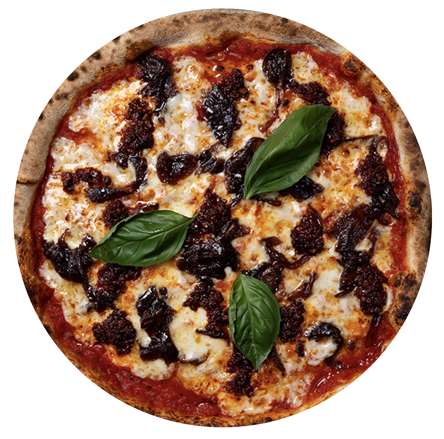 Wood-fired pizza flat lay