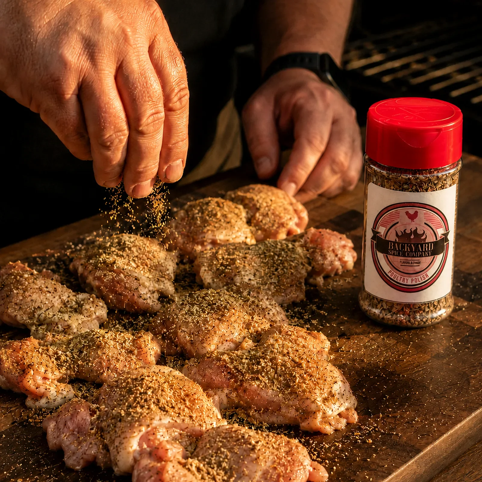 Grilled chicken breasts seasoned with Backyard Spice Company Poultry Polish