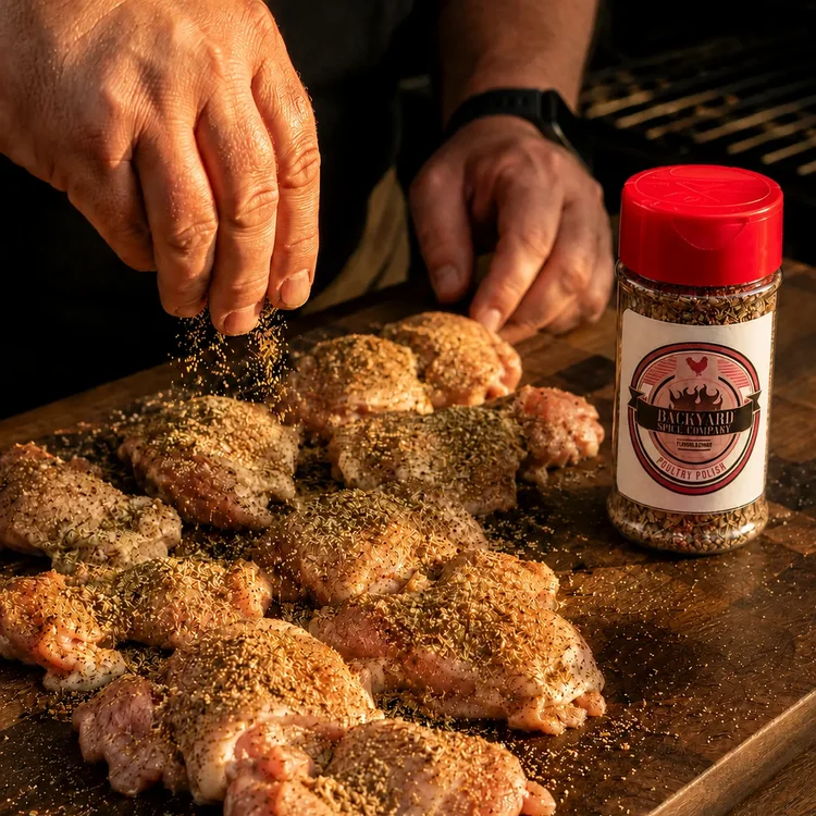 Grilled chicken breasts seasoned with Backyard Spice Company Poultry Polish