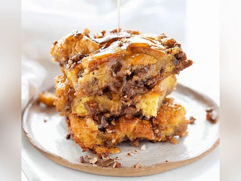 Cinnamon praline and salted caramel French toast casserole - breakfast catering